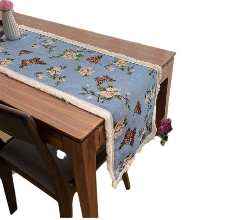 Amerikansk country-stil bordløber med sommerfugle- og blomstertryk