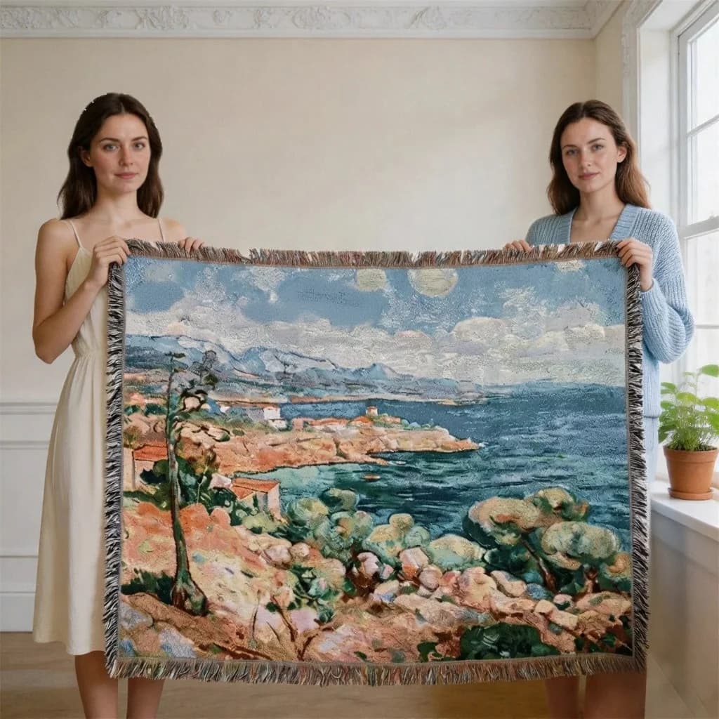 Vævet tæppe i Van Gogh-stil til sofa og vægdekoration