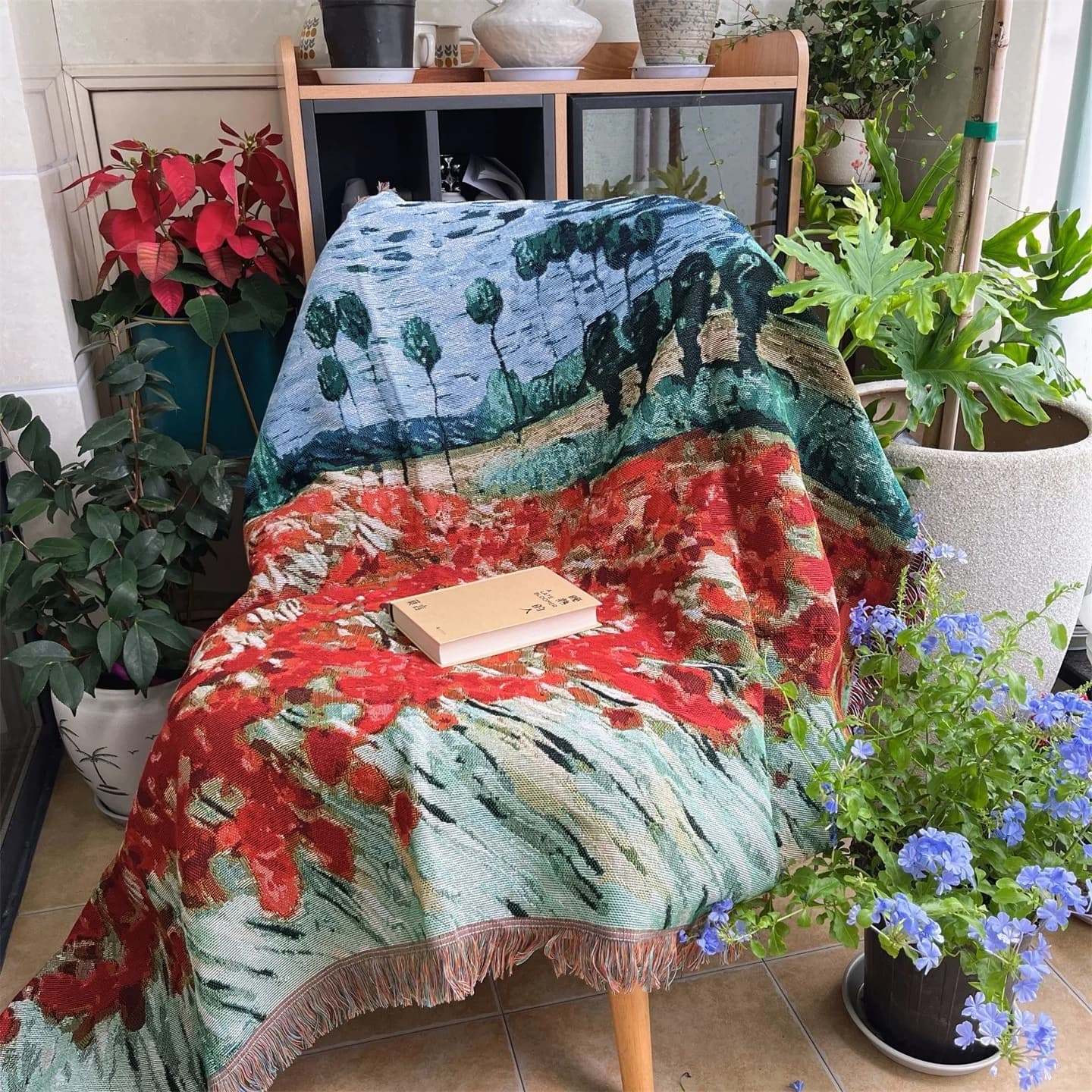 Vintage kunsttæppe i bomuldsblanding til sofa
