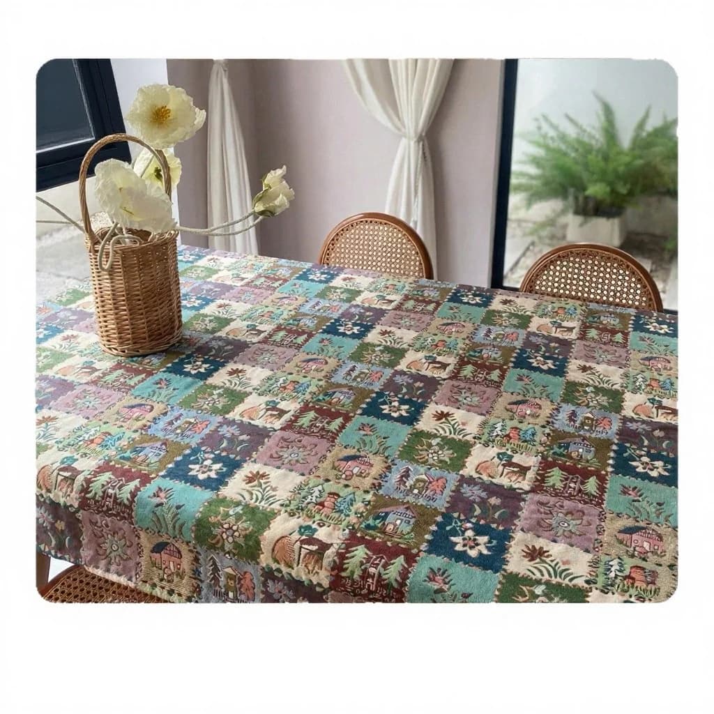 Amerikansk landstil jacquard bordløber med blomstermotiv