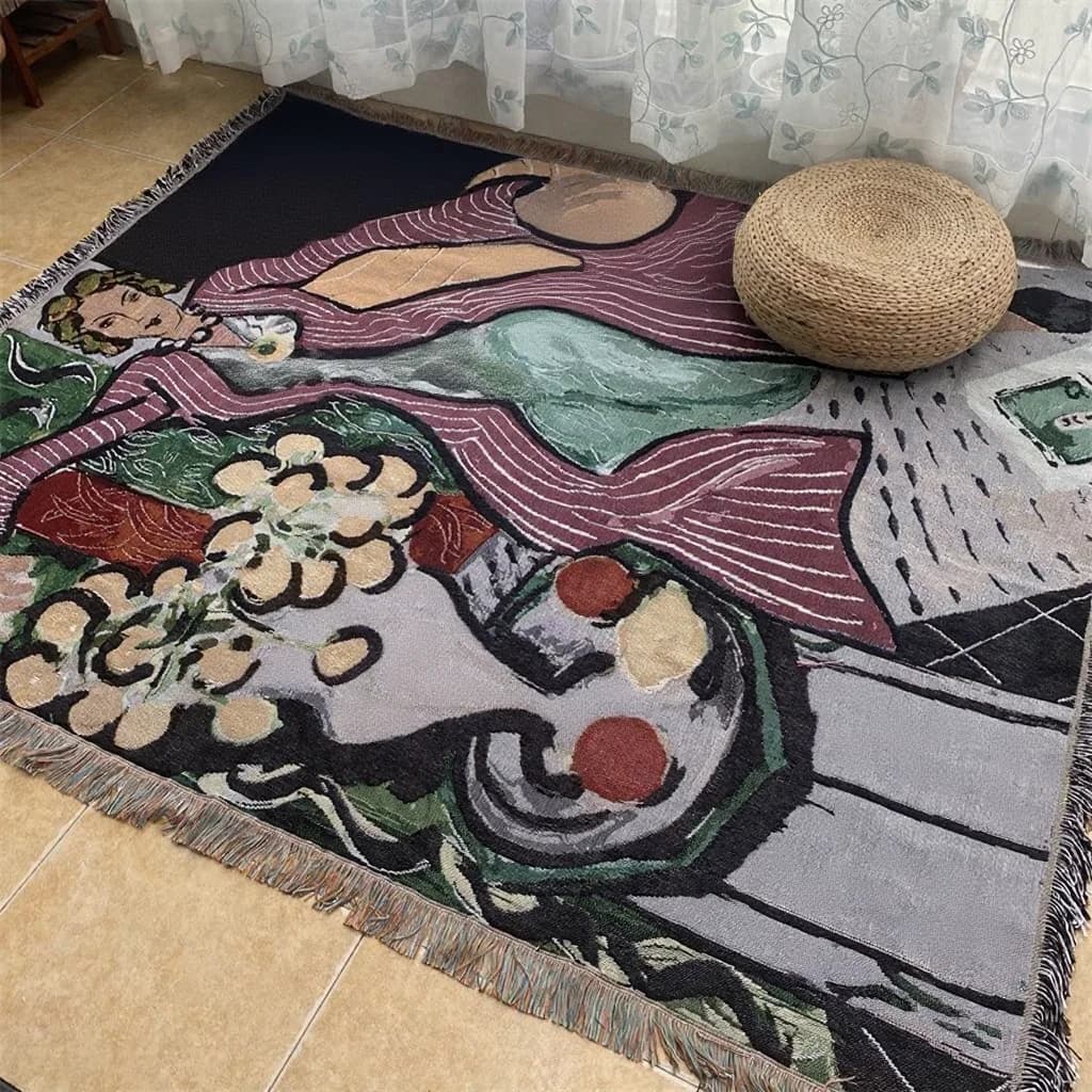 Matisse-inspireret kunsttæppe til sofa og vægdekoration