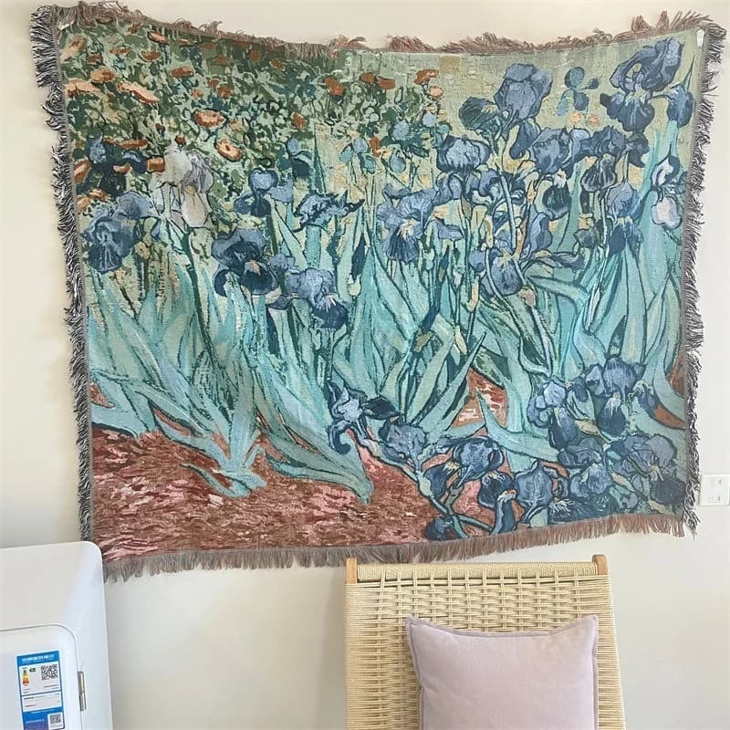 Van Gogh kunsttæppe og kastetæppe i bomuldsblanding til vægdekoration