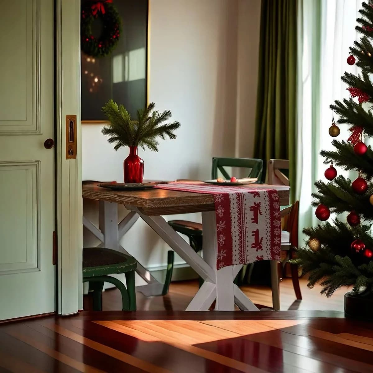 Nordisk Elg Julebordløber Festlig Holiday Dekoration til Spisestuen