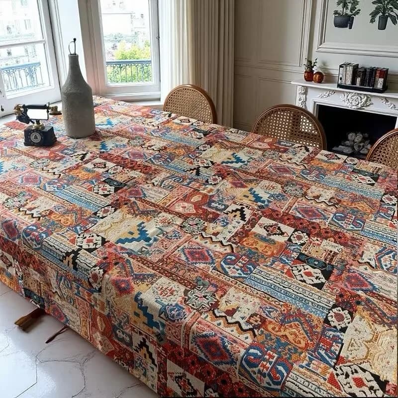 Retro bohemisk jacquard dug med geometrisk mønster