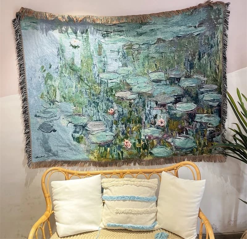 Kunsttæppe med vintage-print til sofapynt, 130x160 cm