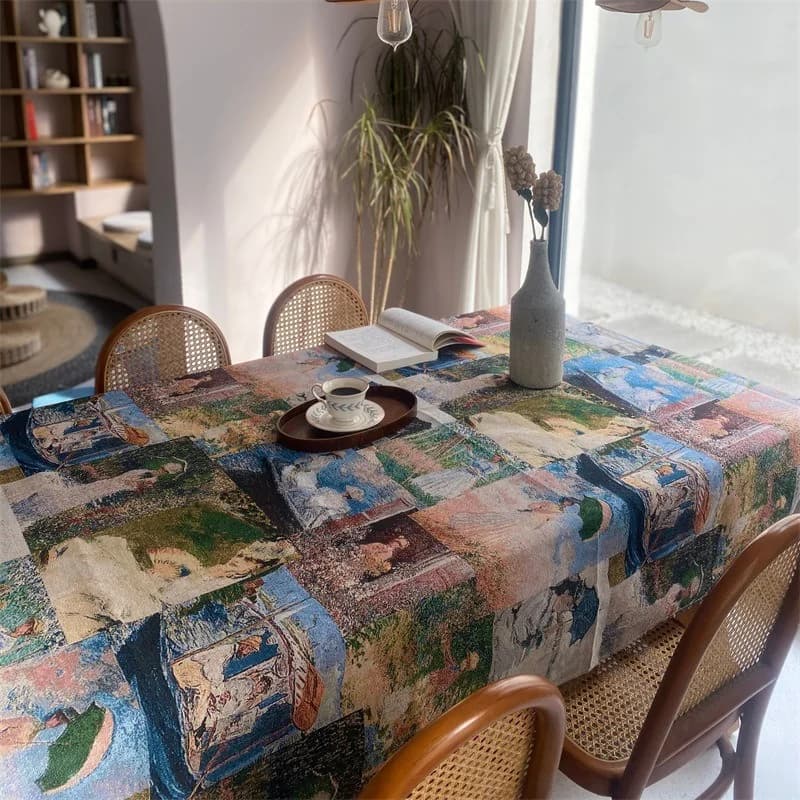 Rektangulært borddug i polyester-bomuld til spisestue, skrivebord og have