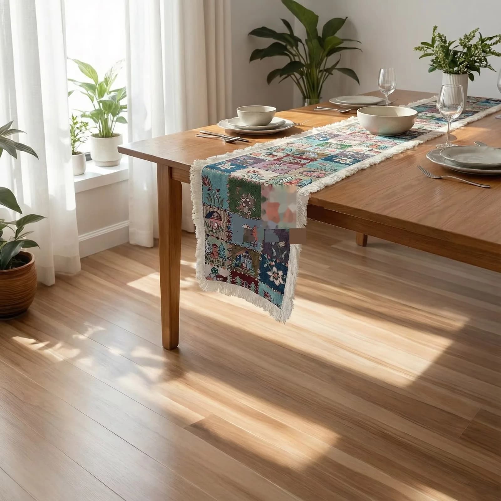 Amerikansk Landlig Stil Bordløber Blomsterplante Print Bomuldsblanding