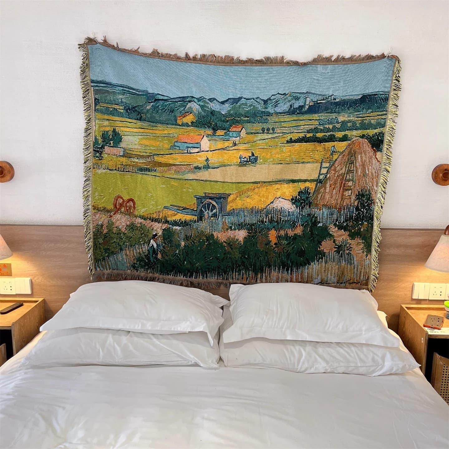 Vævet tæppe i Van Gogh-stil til sofa, seng og vægdekoration 130x160 cm