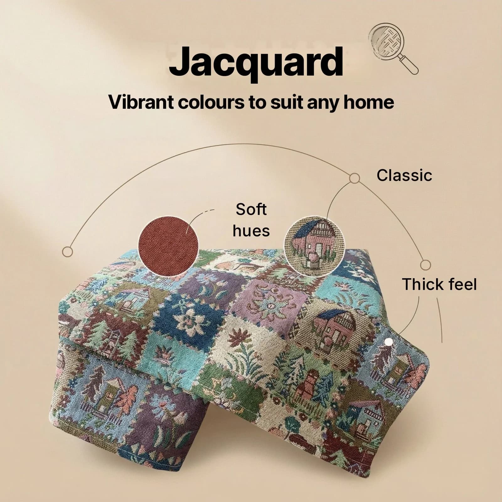 Amerikansk landstil jacquard bordløber med blomstermotiv