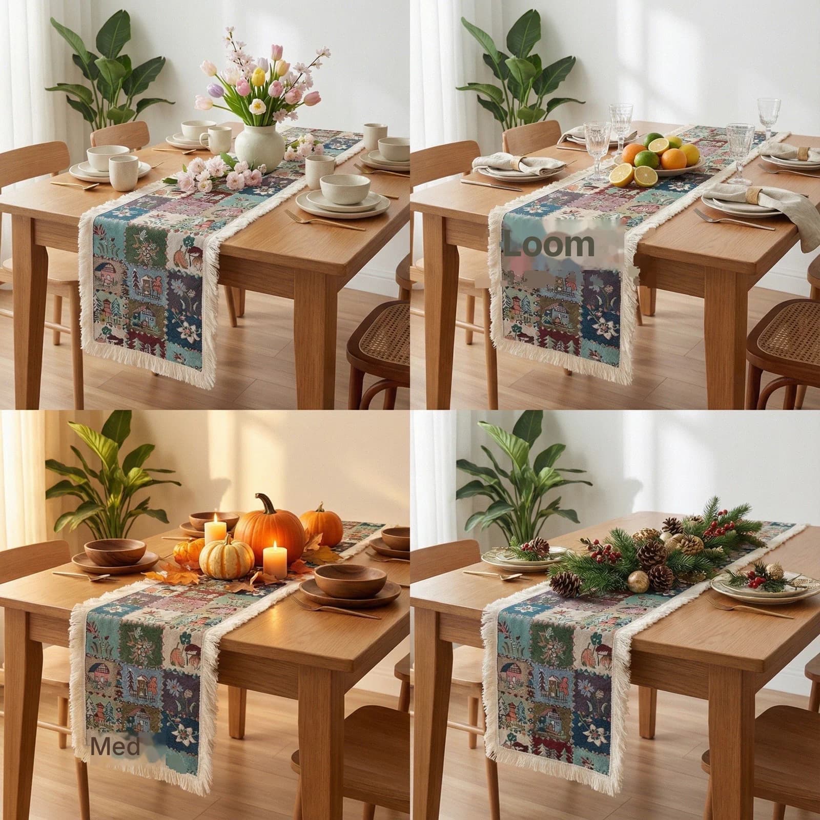 Amerikansk Landlig Stil Bordløber Blomsterplante Print Bomuldsblanding