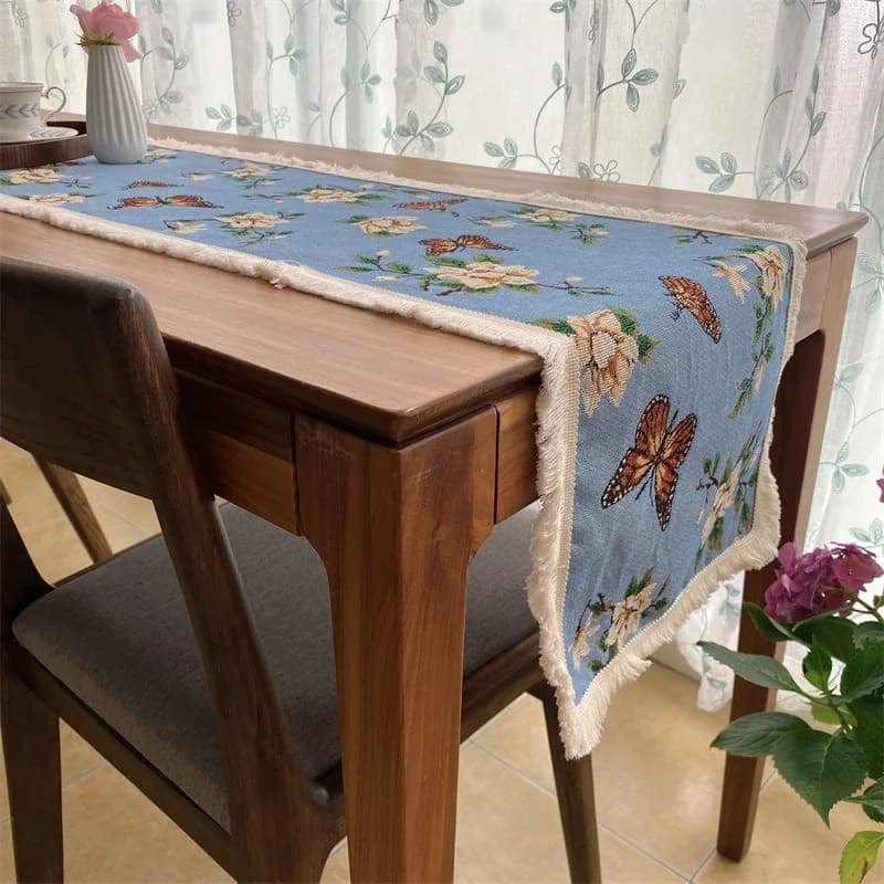 Vintage oliemaleri blomstret bordløber til spisebord og TV-bord