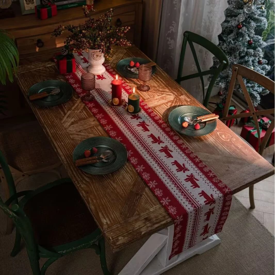 Nordisk Elg Julebordløber Festlig Holiday Dekoration til Spisestuen