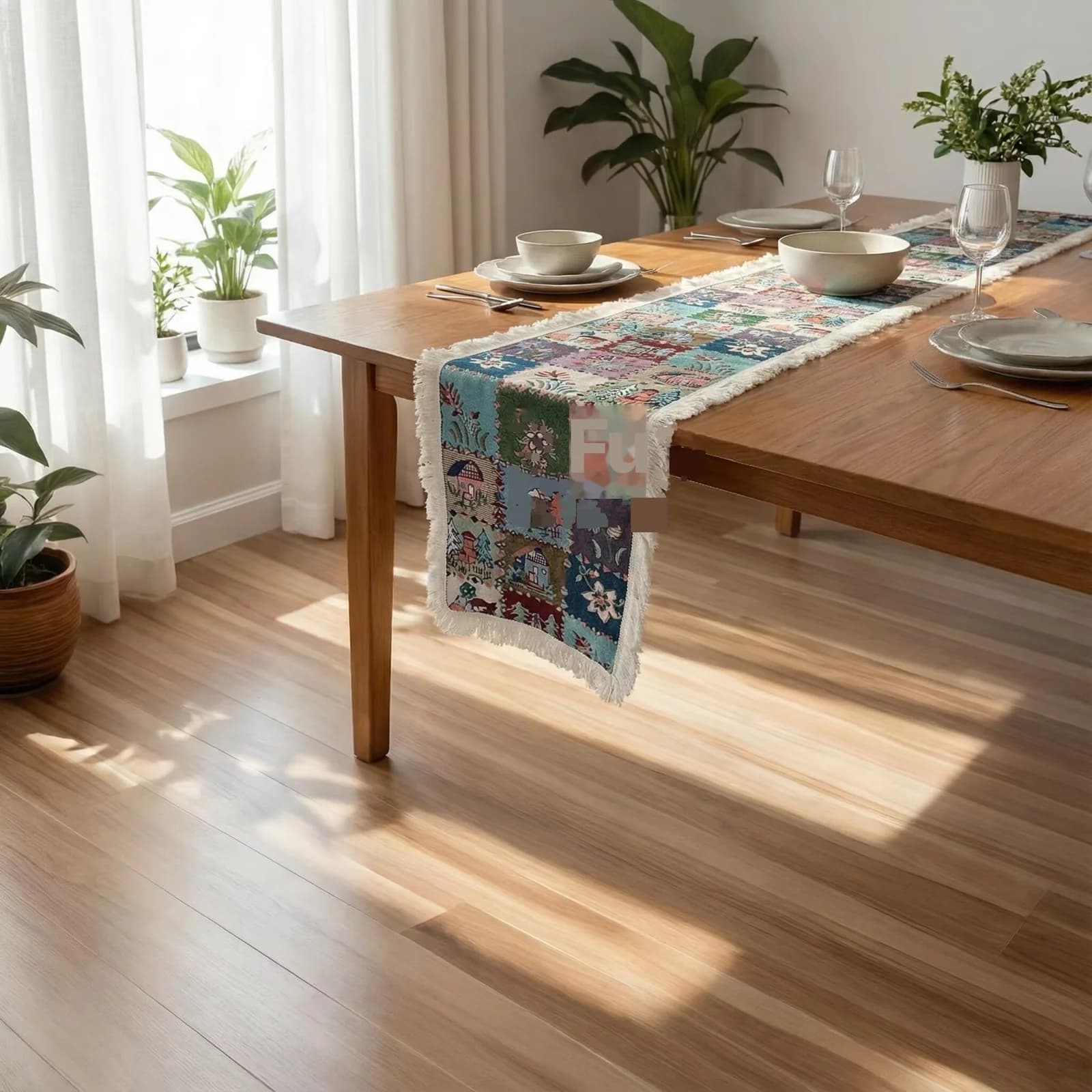 Amerikansk Landlig Stil Bordløber Blomsterplante Print Bomuldsblanding