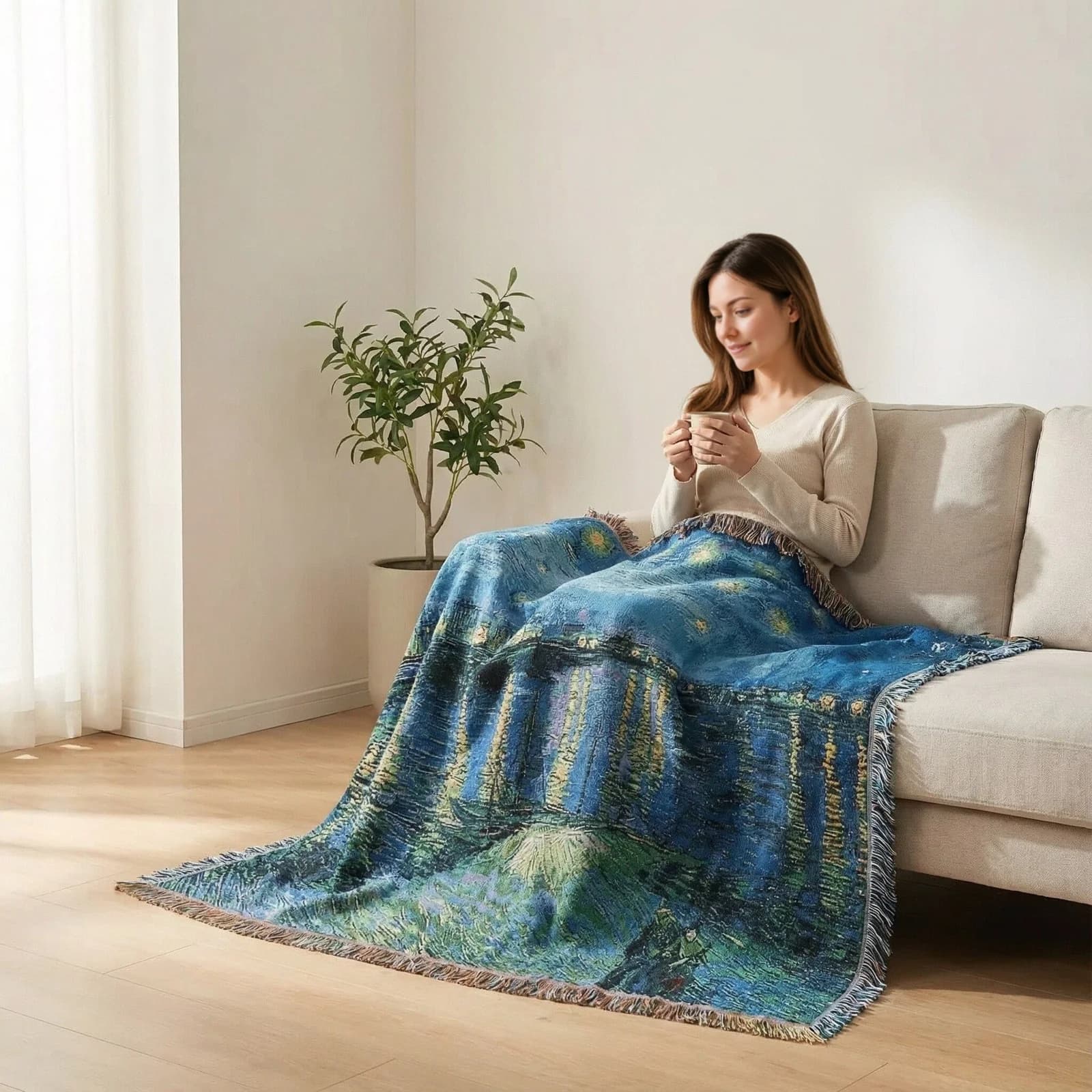 Van Gogh-inspireret kunsttæppe til sofa