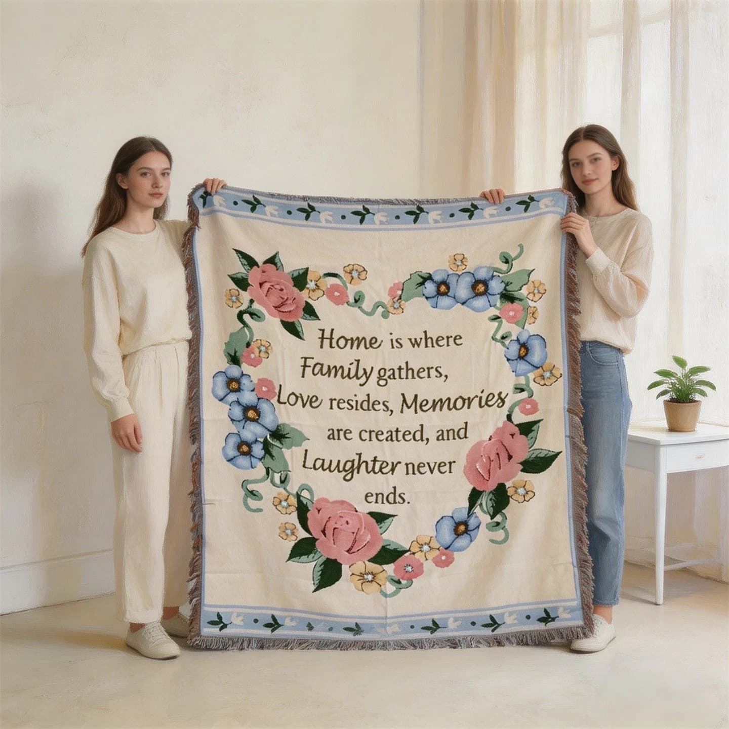 Vævet Bomuldsblanding Kastetæppe til Sofa og Vægdekoration 130x160cm